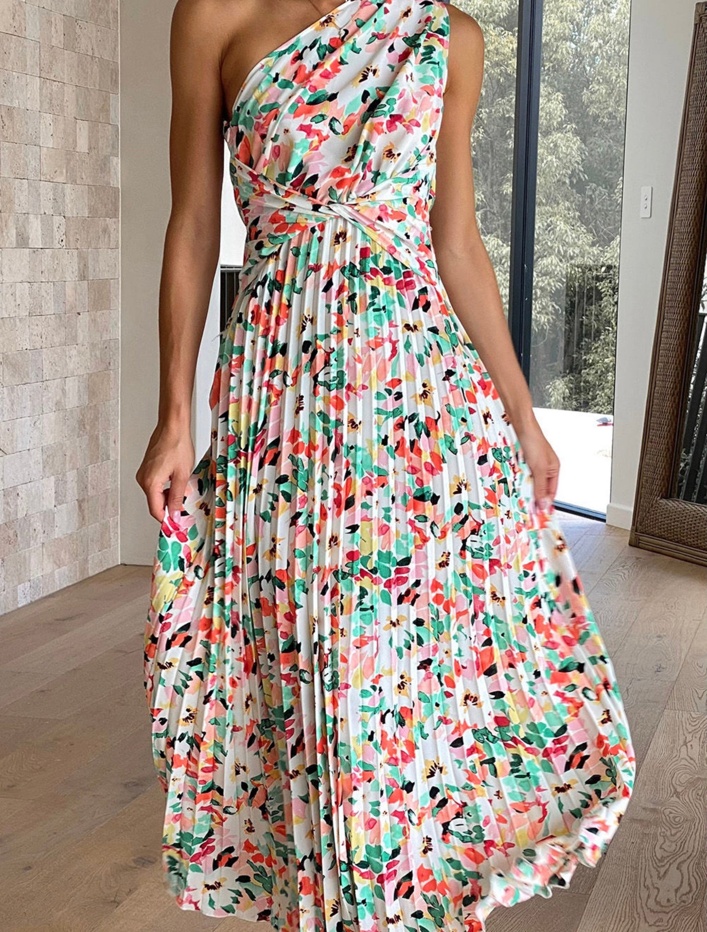 floral one shoulder dress